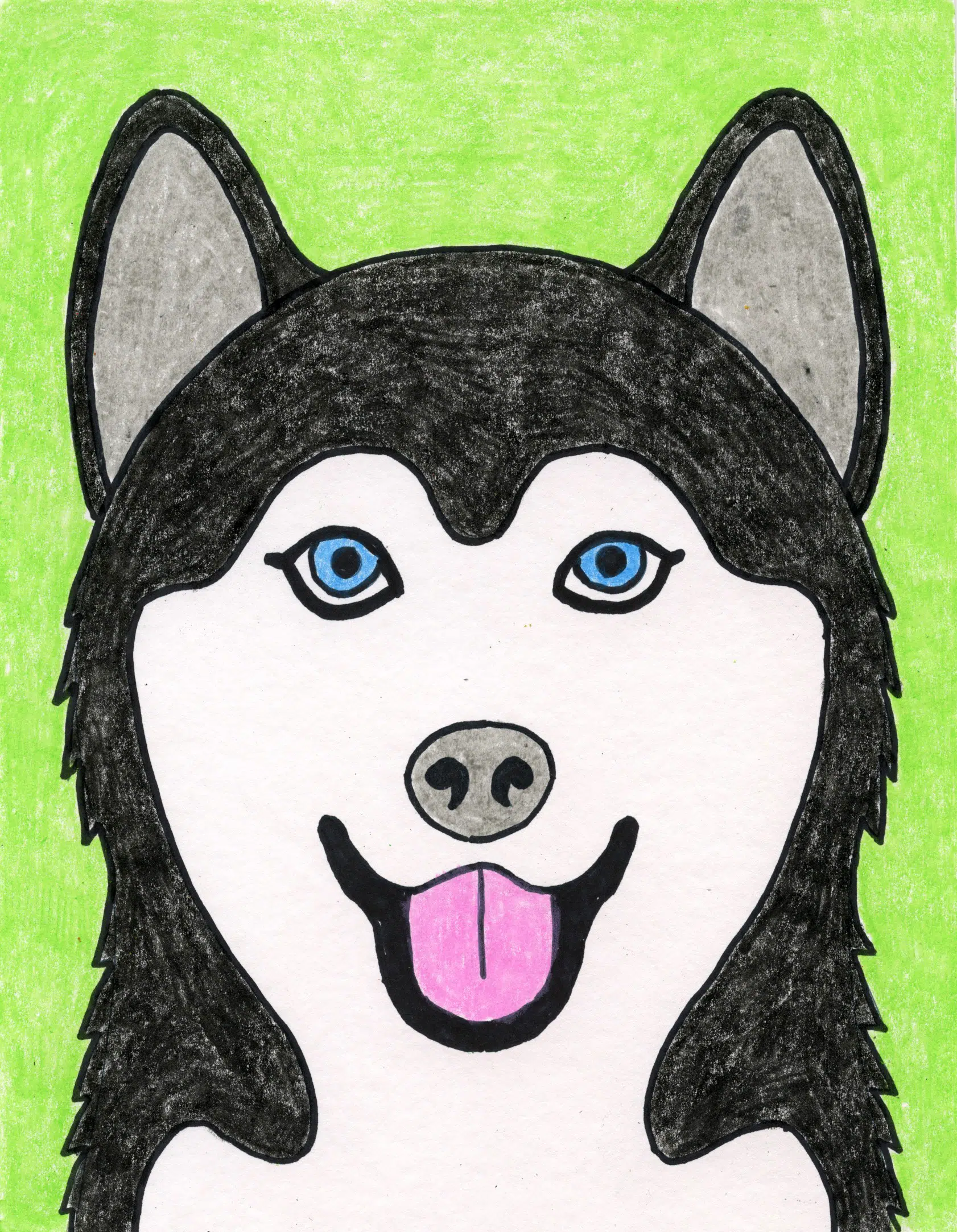 Easy how to draw a husky tutorial and husky coloring page