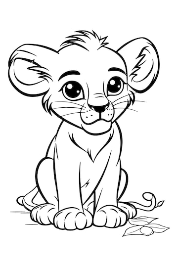 Premium vector cute animals coloring pages for kids lion cub coloring pages for kids