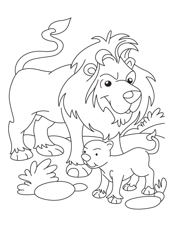 Lion and cub coloring page download free lion and cub coloring page for kids best coloring pages