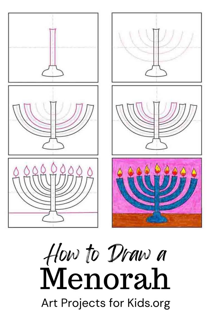Easy how to draw a menorah tutorial video and menorah coloring page hanukkah art hanukkah decorations diy menorah