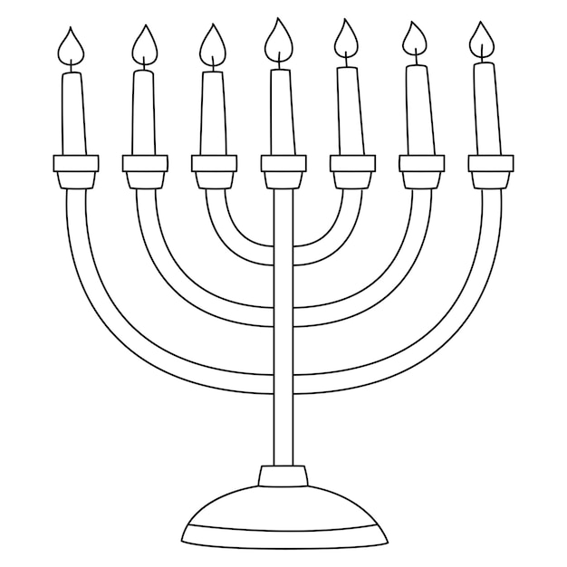 Premium vector hanukkah menorah isolated coloring page for kids