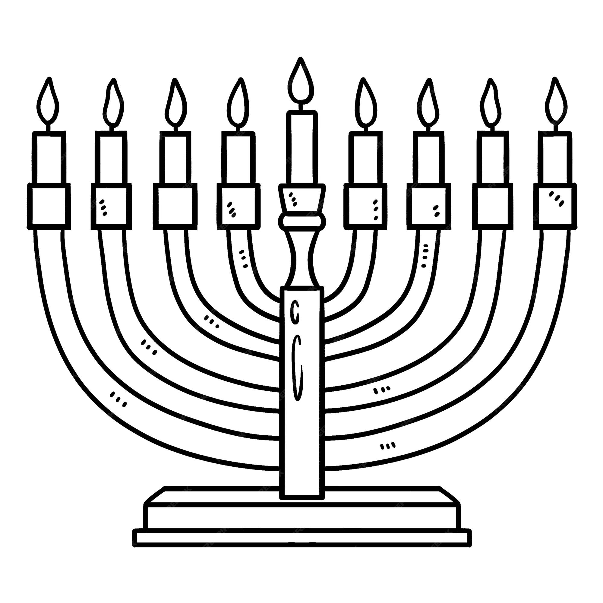 Premium vector hanukkah menorah isolated coloring page for kids