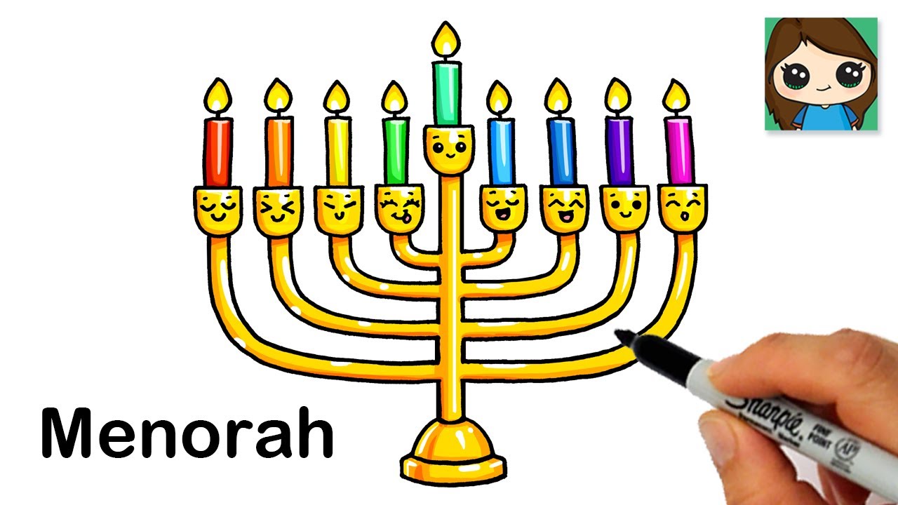 How to draw a enorah easy hanukkah