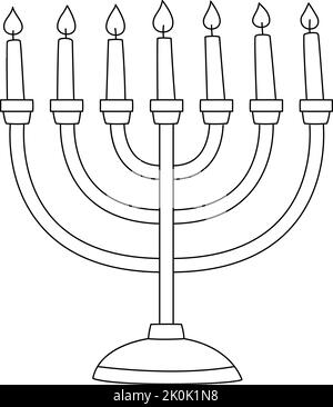 Hanukkah menorah isolated coloring page for kids stock vector image art
