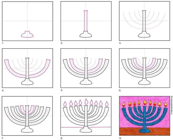 Easy how to draw a menorah tutorial video and menorah coloring page coloring pages candle drawing kids art projects