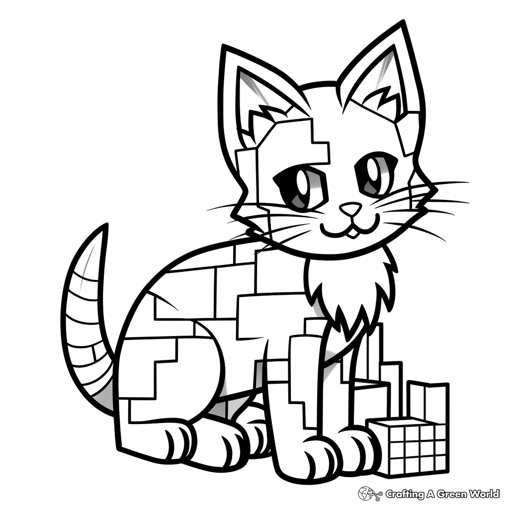 Minecraft cat coloring pages