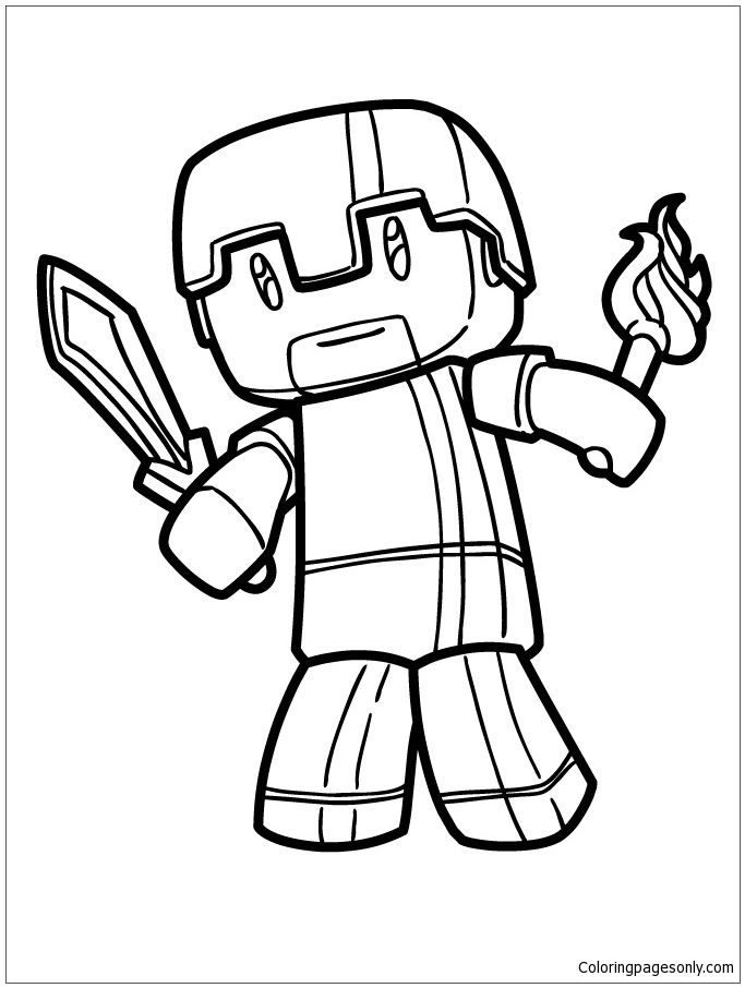 Minecraft herobrine coloring pages