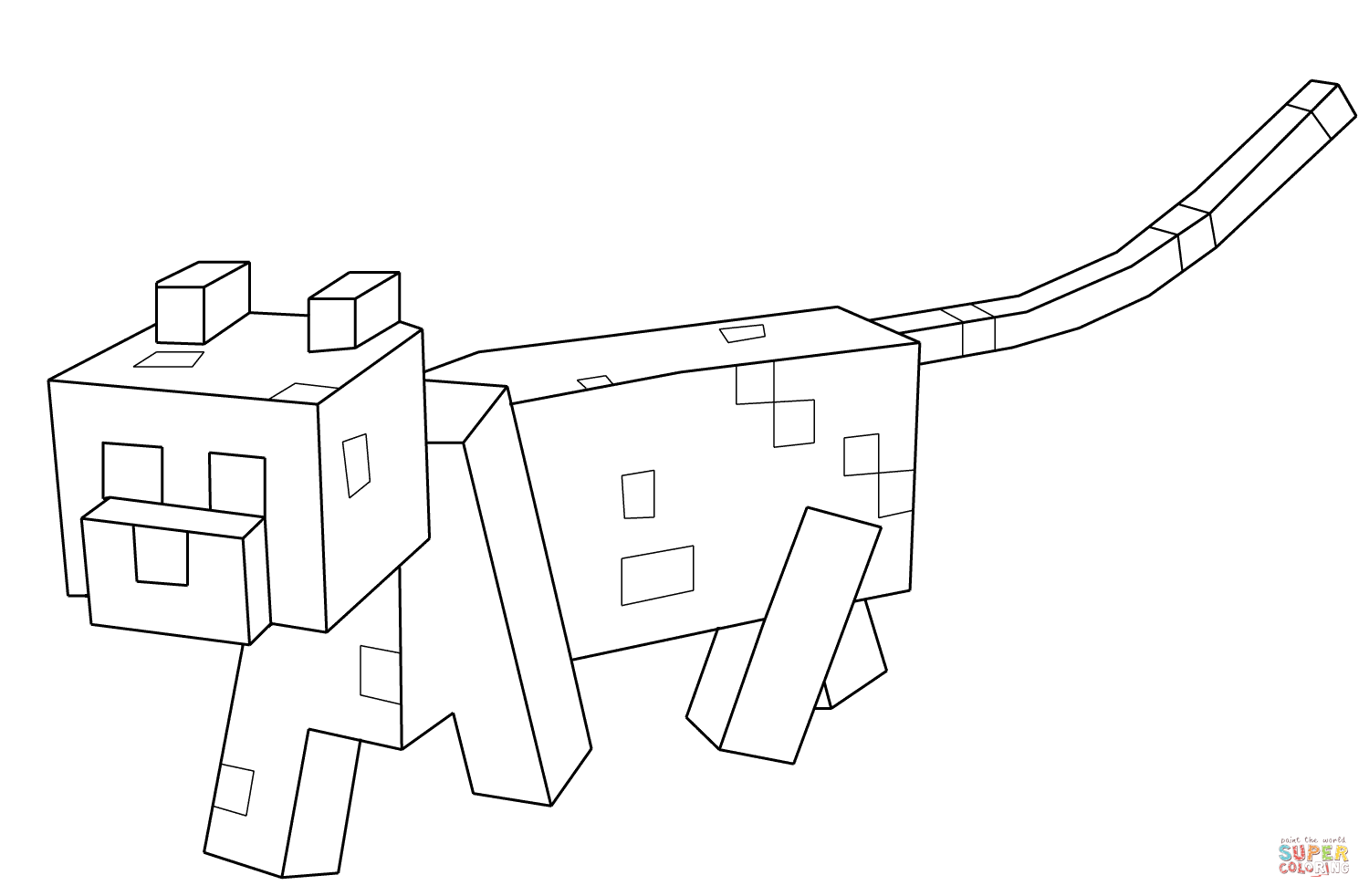 Minecraft ocelot coloring page free printable coloring pages