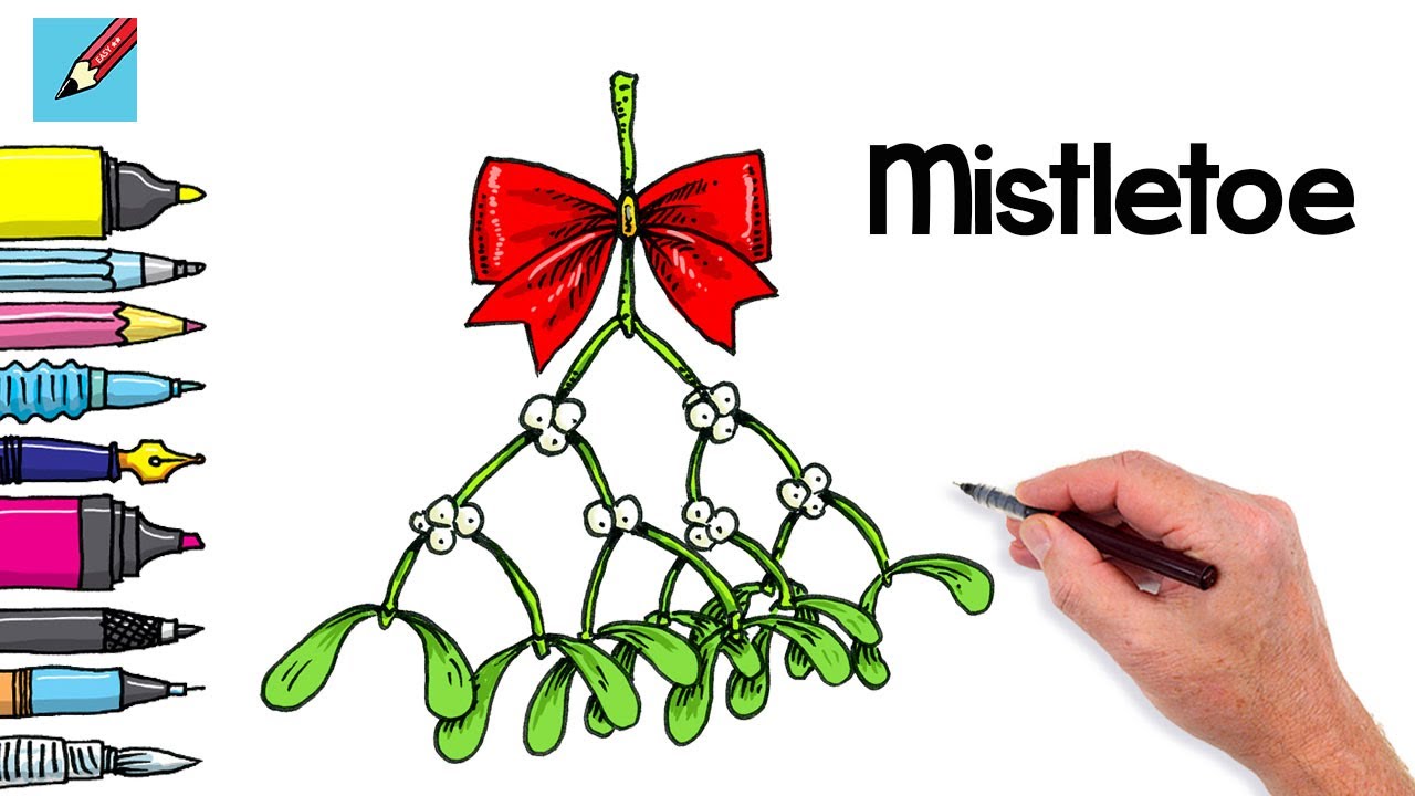 Draw christmas mistletoe real easy