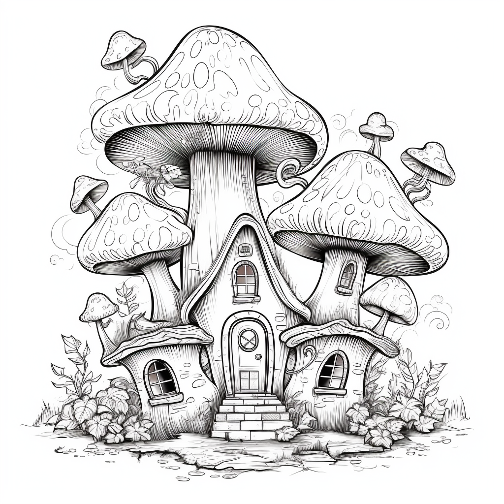 Mushroom house coloring pages