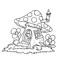 Mushroom house coloring pages