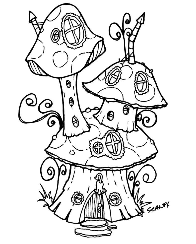 Coloring pages mushroom house coloring pages