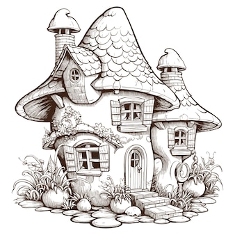 Mushroom house coloring images