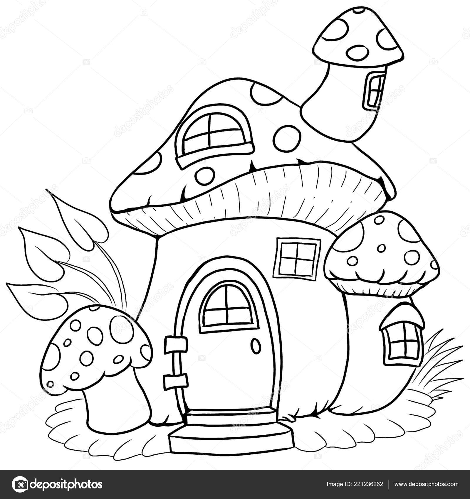 Coloring book mushroom house stock vector by dennyranchgmail