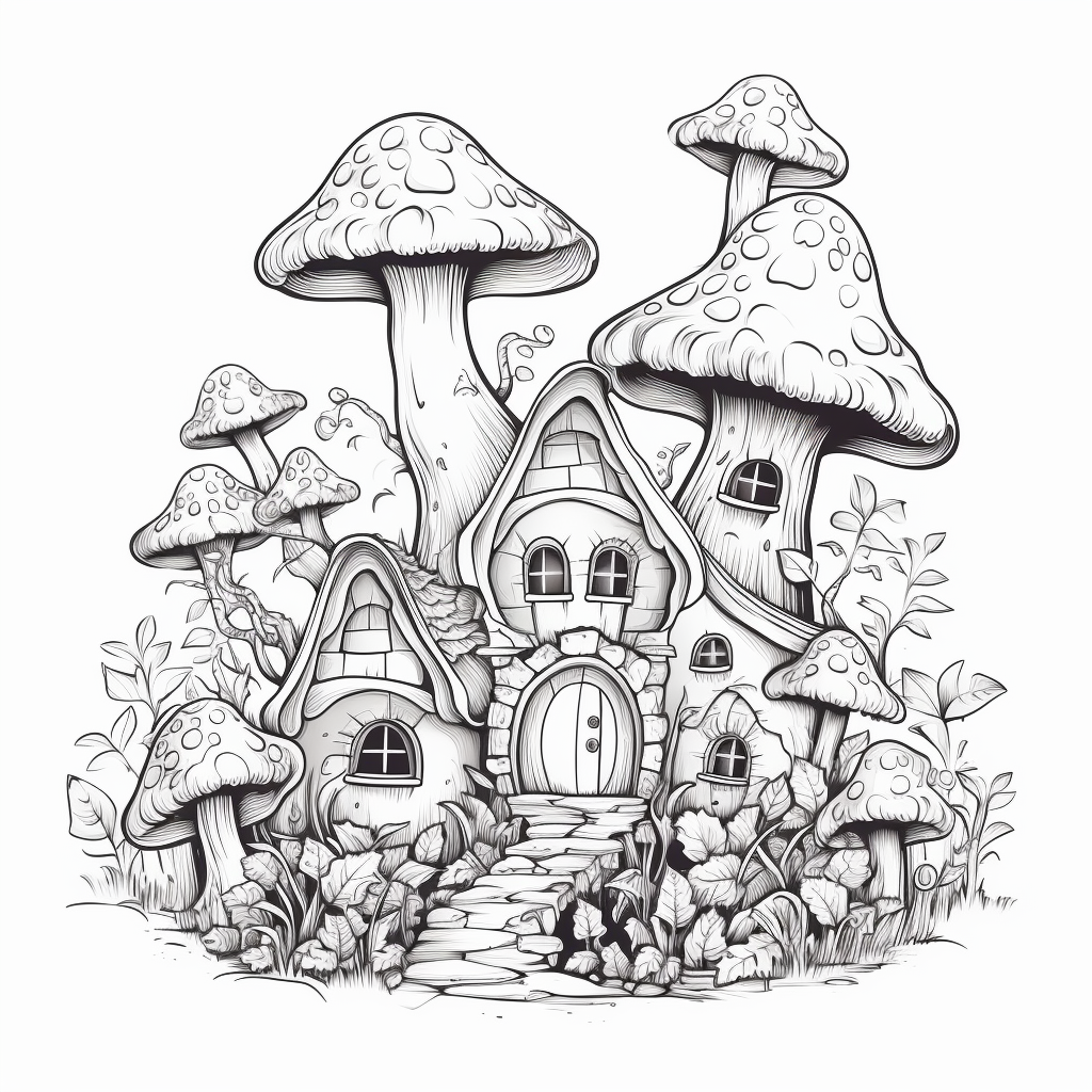 Mushroom house coloring pages