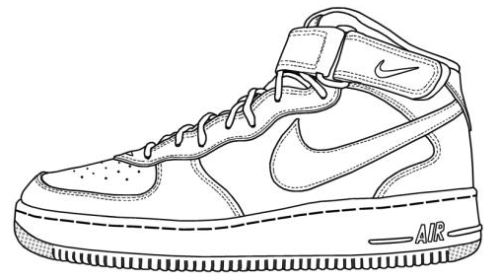 Nike shoes coloring and sketch drawing pages