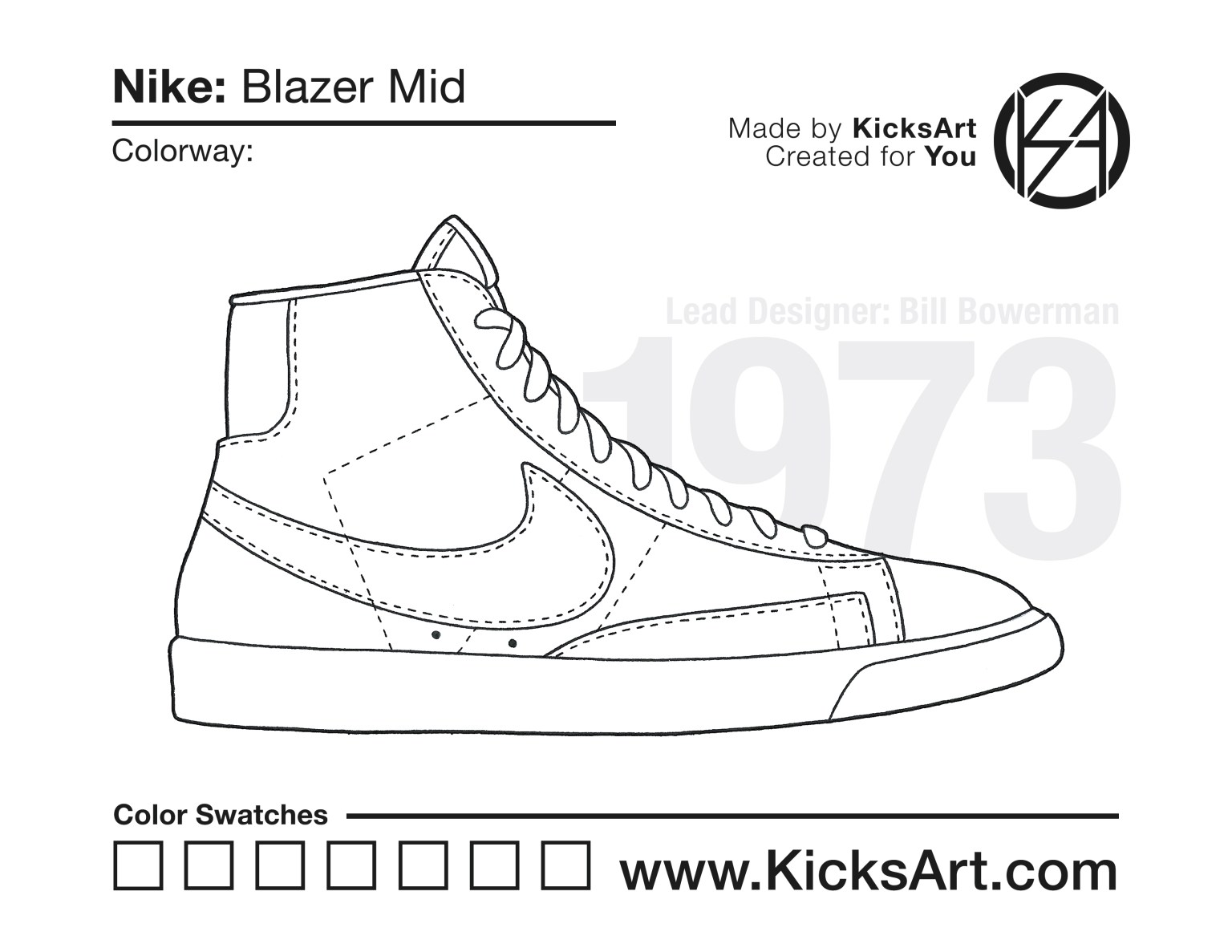 Nike blazer mid sneaker coloring pages