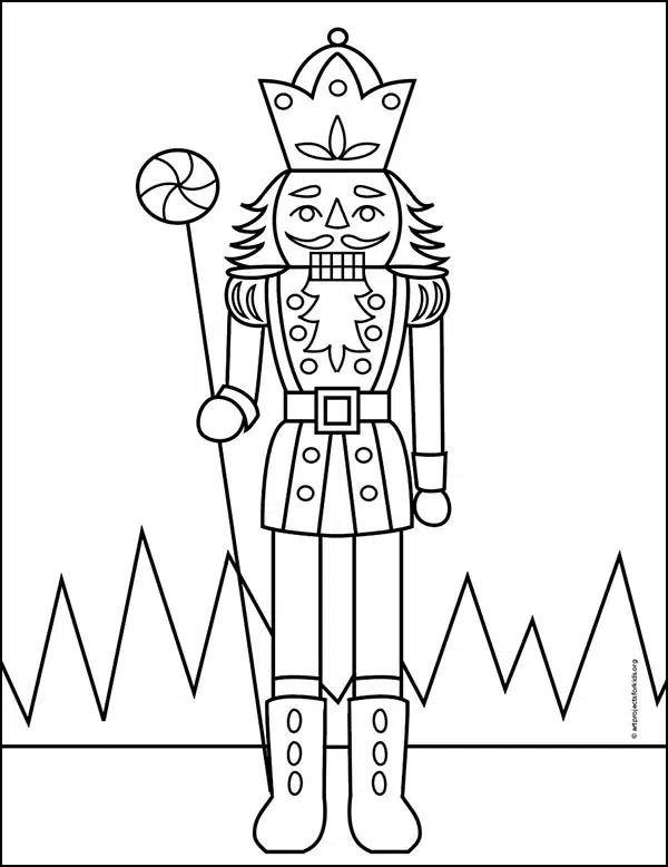 Easy how to draw a nutcracker tutorial video and coloring page