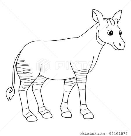 Okapi animal isolated coloring page for kids