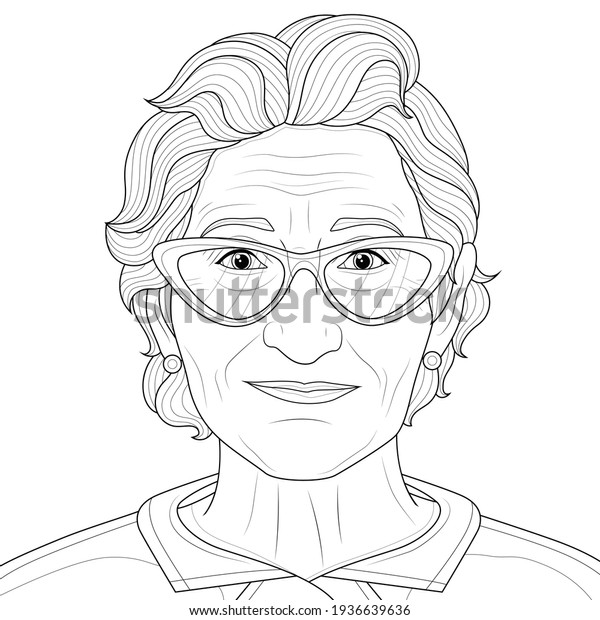 Old woman glassescoloring book antistress children stock vector royalty free
