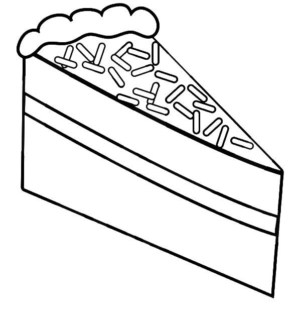 A slice of chocolate cake with choco sprinkles coloring pages