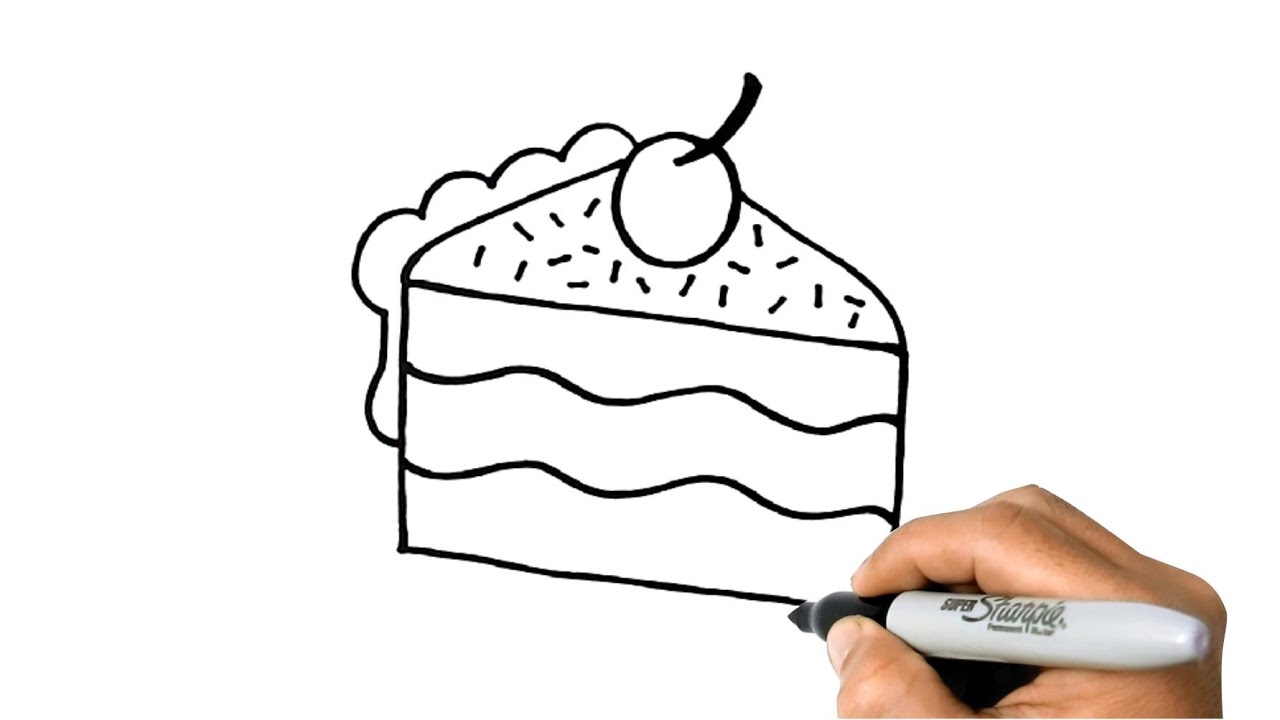 How to draw a piece of cake easy step by step