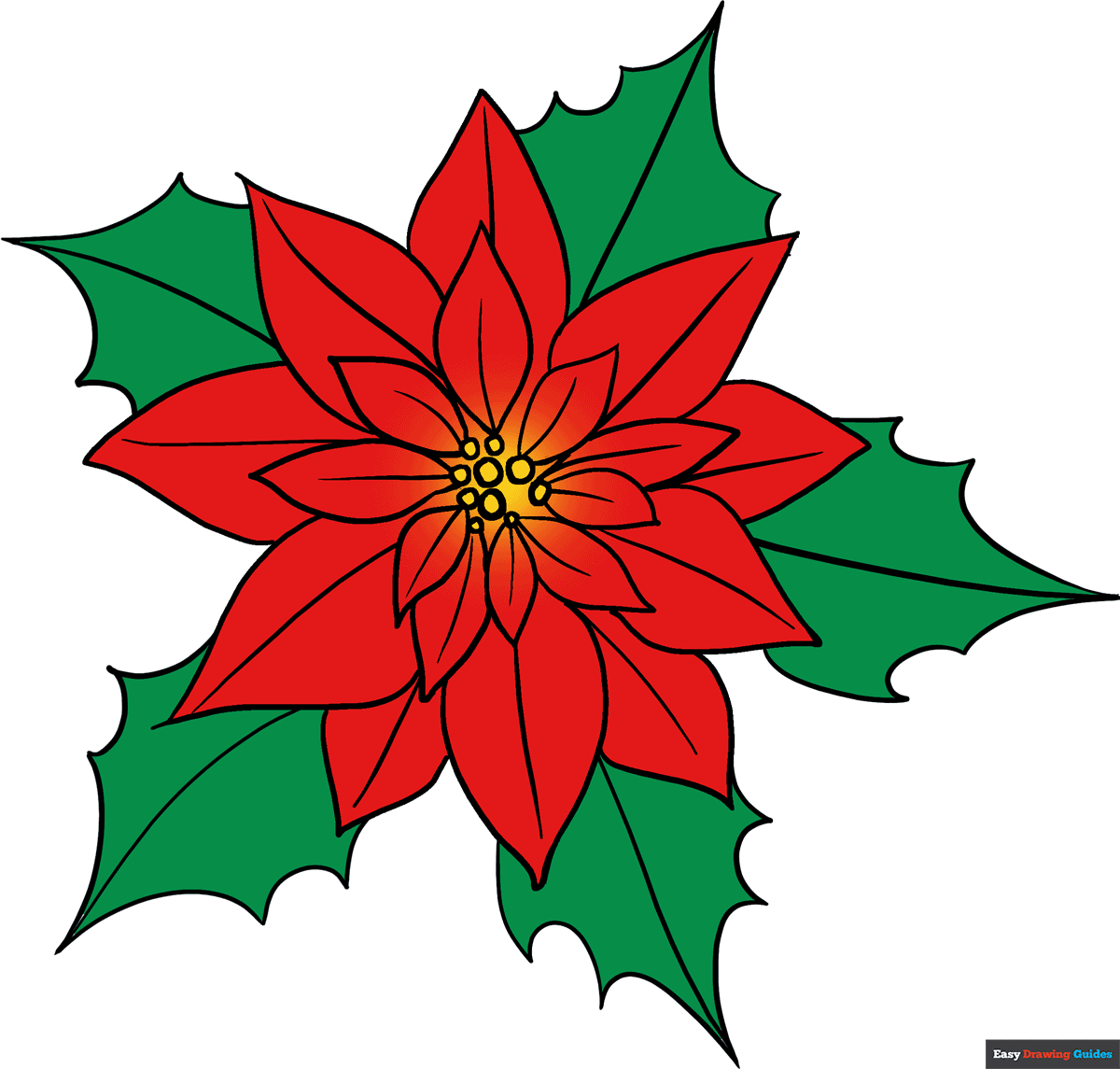 How to draw a poinsettia