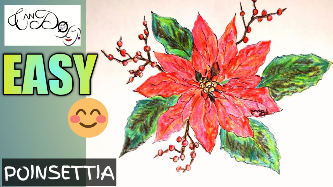 How to draw a poinsettia flower step by step for beginners drawing a christas flower tutorials