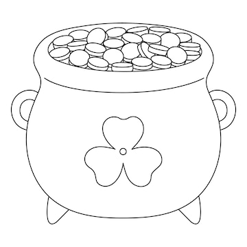 Premium vector a cute and funny coloring page of a st patrick day pot of gold provides hours of coloring fun for children to color this page is very easy suitable