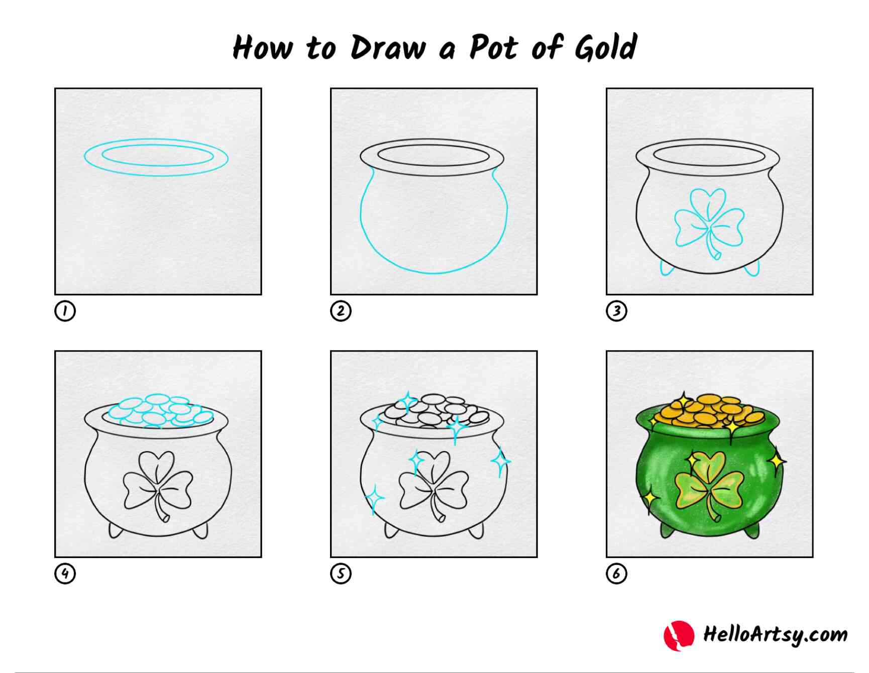 How to draw a pot of gold