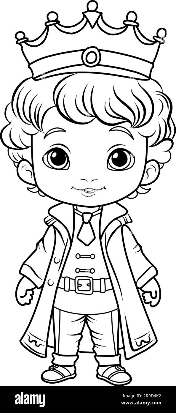 Prince coloring page coloring page prince in a crown and royal clothes stock vector image art