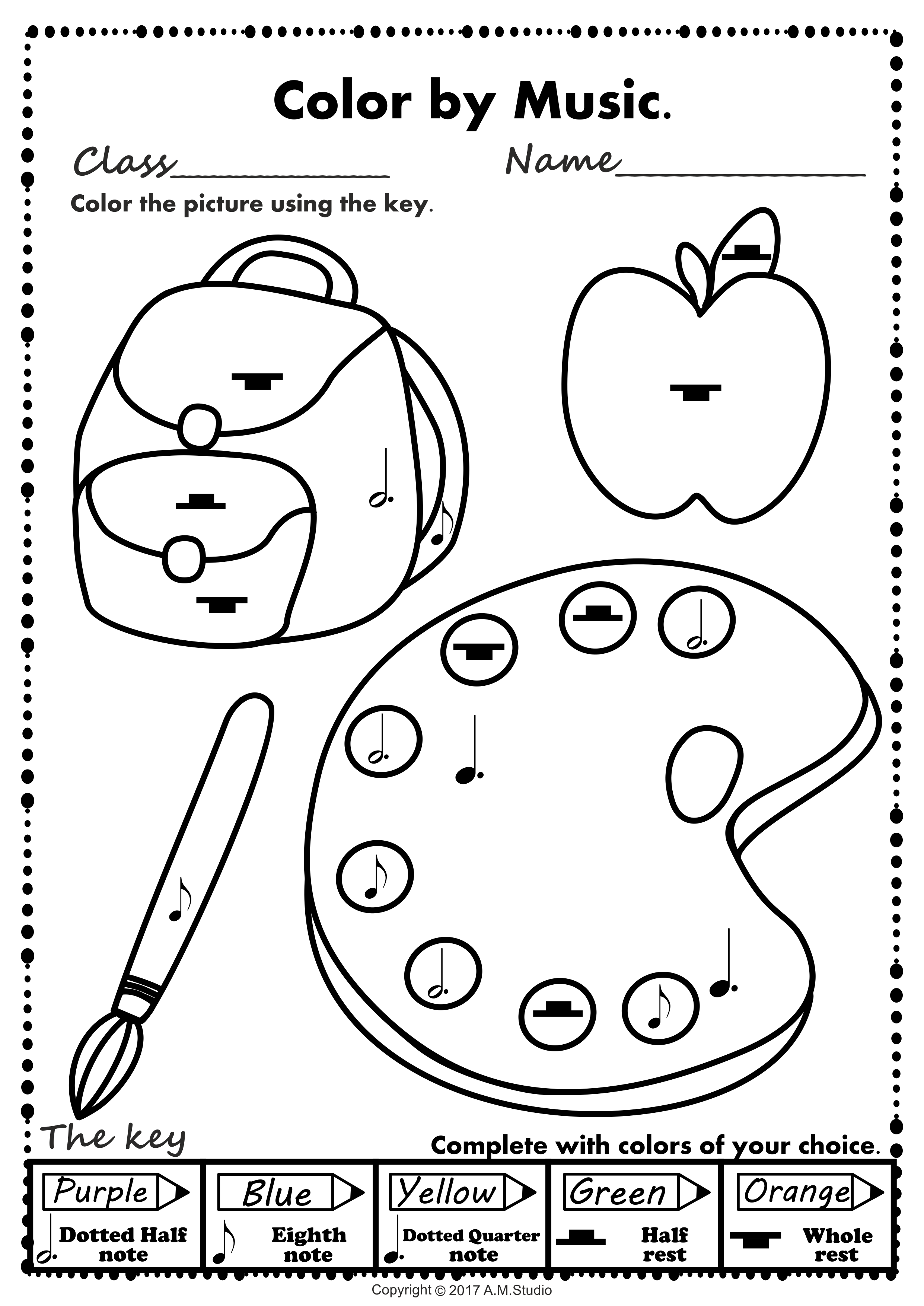 Back to school music coloring activities color