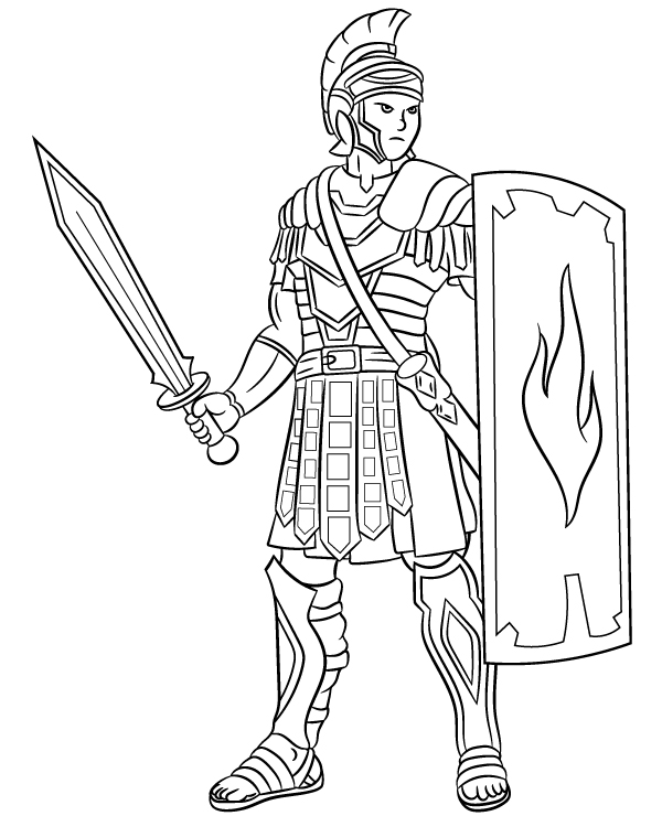 Roman centurion coloring sheet to print