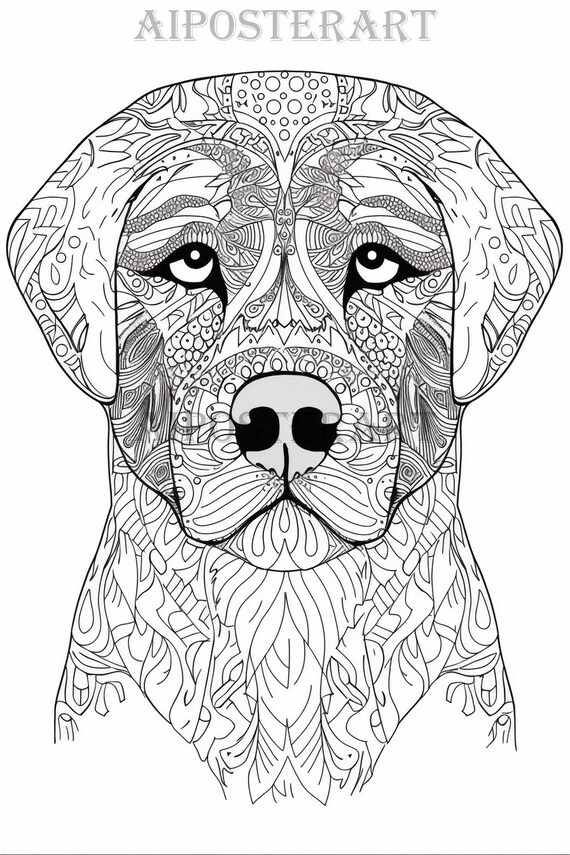 Rottweiler dog coloring page for adults printable coloring sheet of rottweiler advanced coloring high res x