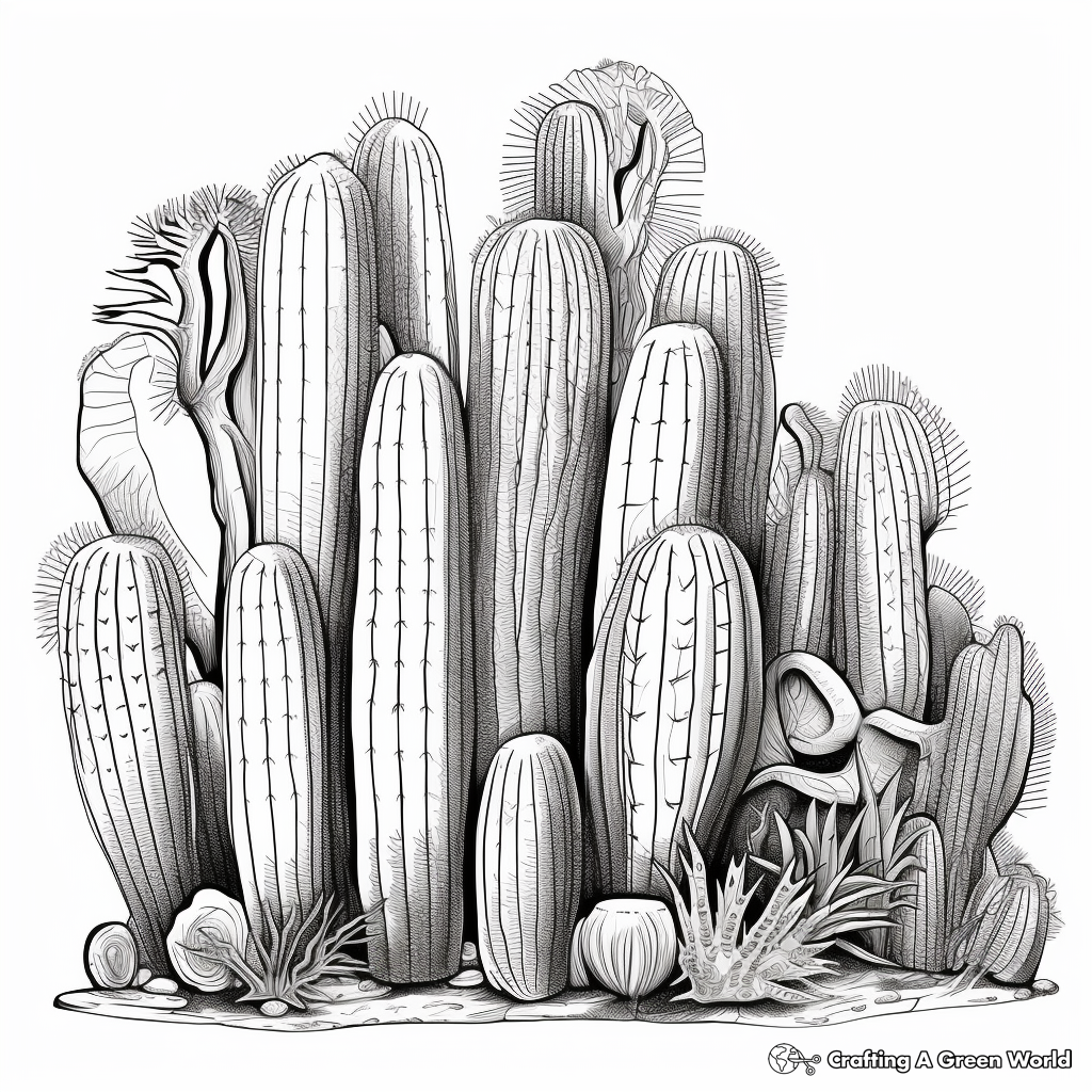 Cactus coloring pages