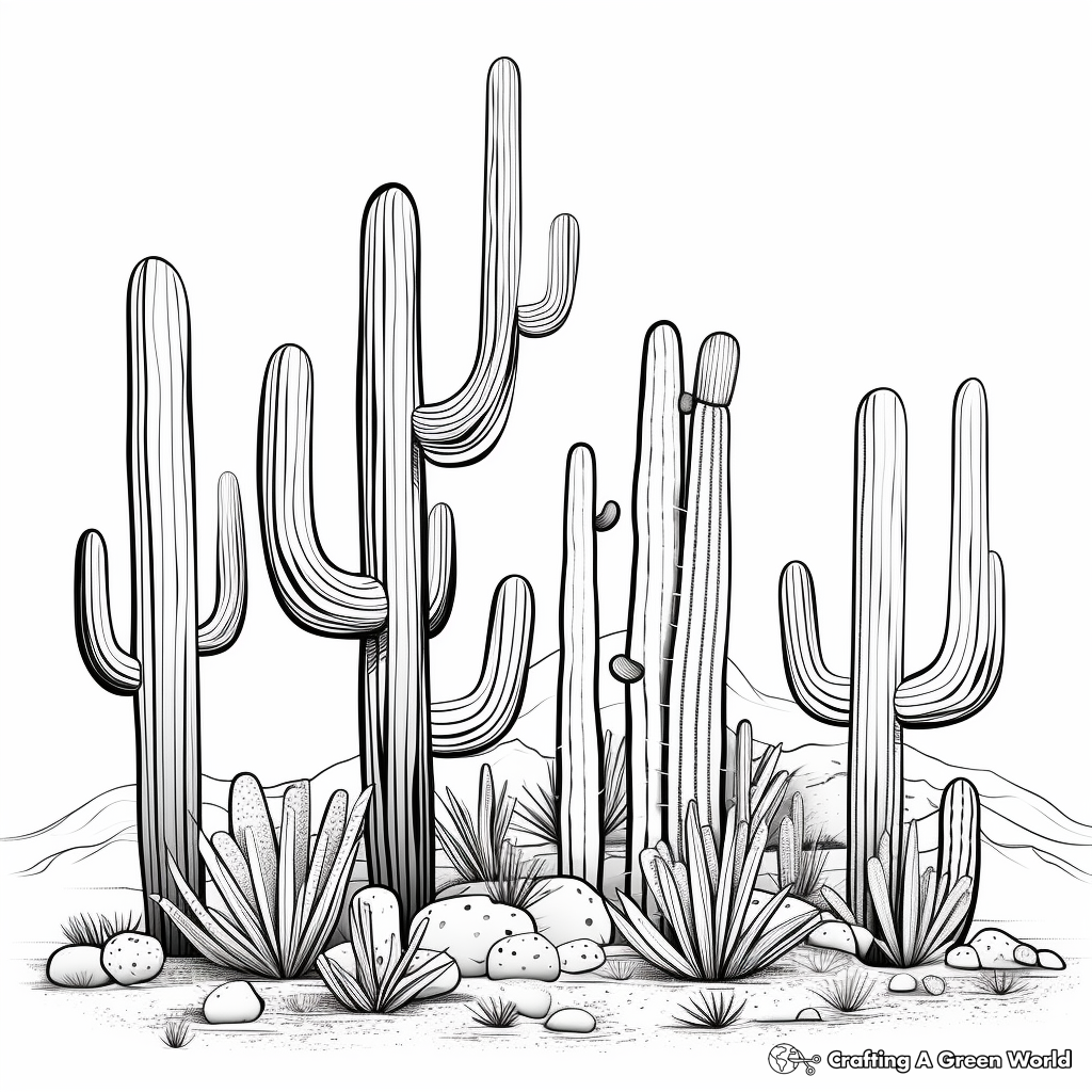 Cactus coloring pages