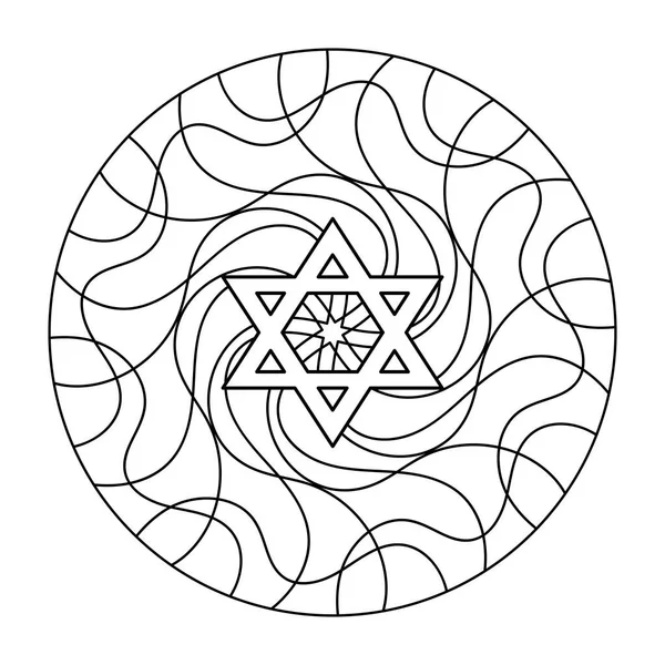 Coloring book jewish star of david mandala with six pointed star vector illustration stock vector by axenova