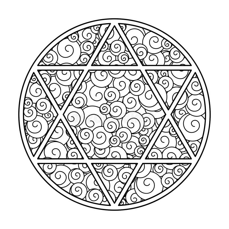 Coloring pages for adults six pointed star stock vector
