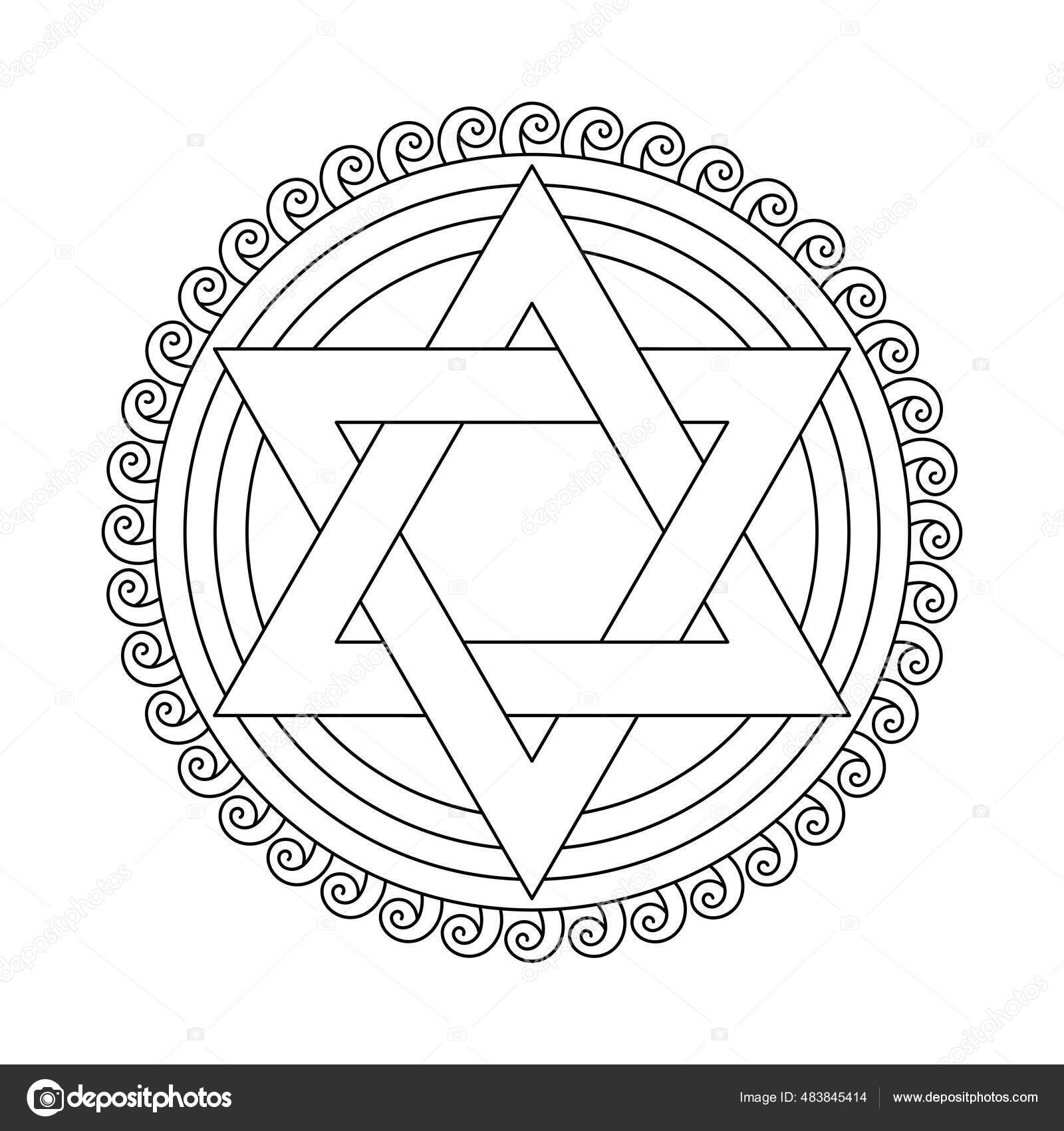 Coloring book jewish star of david mandala with six pointed star vector illustration stock vector by axenova