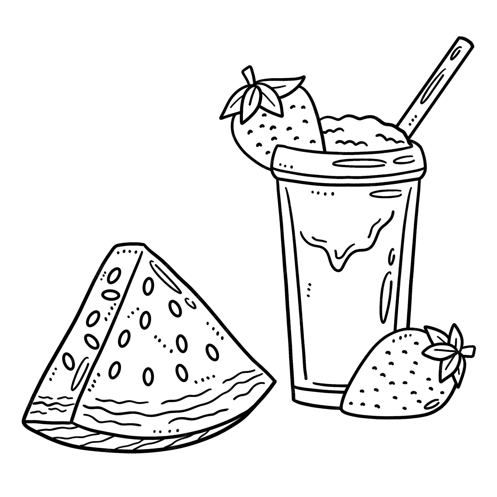 Premium vector strawberry smoothie watermelon isolated coloring