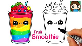 How to draw a rainbow fruit smoothie ð cute drink art