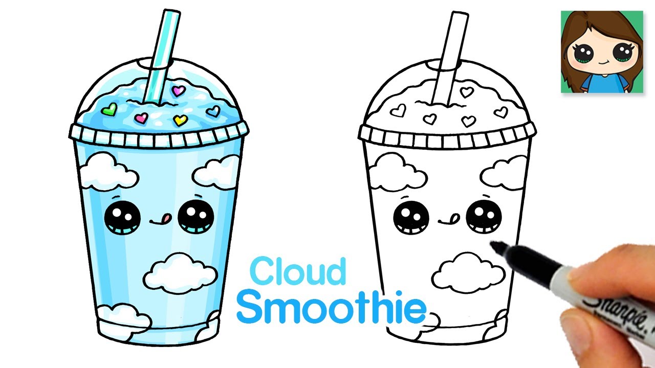 How to draw a cloud smoothie cute drink âï summer art series