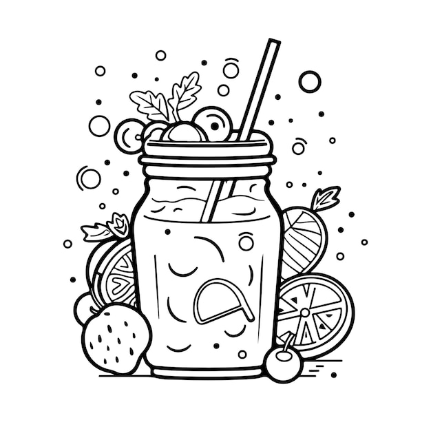 Premium vector sketch hand drawn single line art coloring page line drawing cocktails day