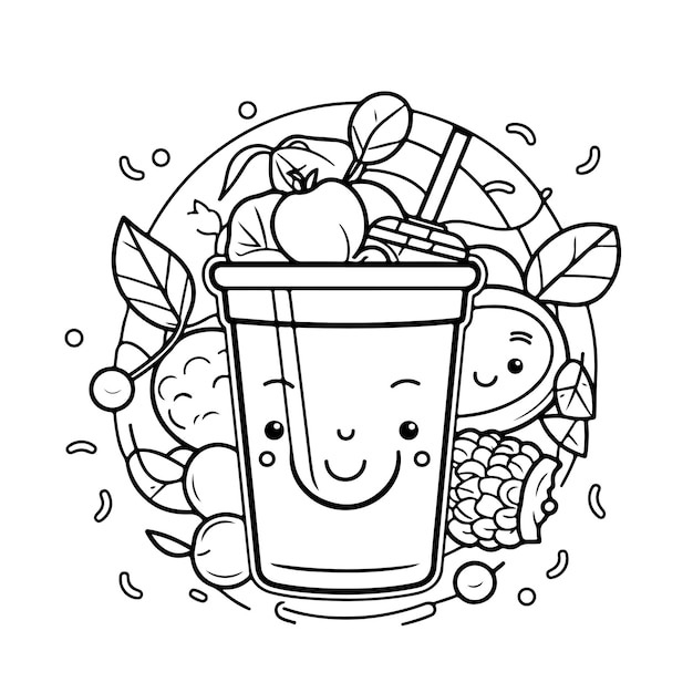 Premium vector sketch hand drawn single line art coloring page line drawing cocktails day