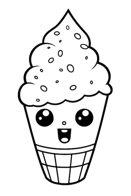 Premium vector cute snow cone coloring page