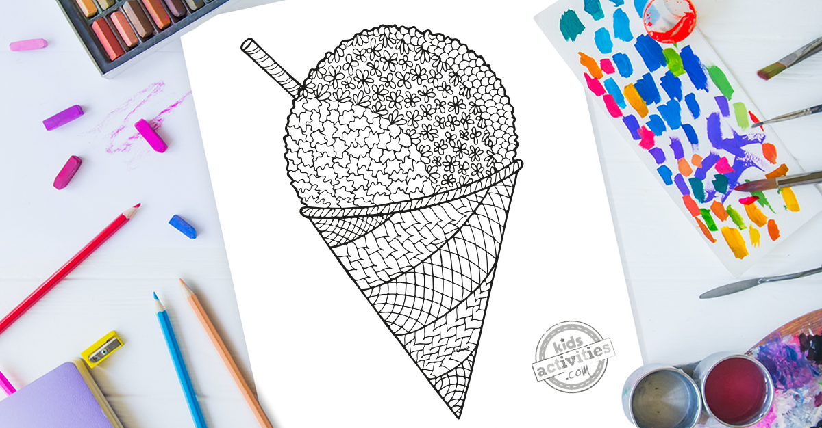 Sweet zentangle snow cone coloring page kids activities blog