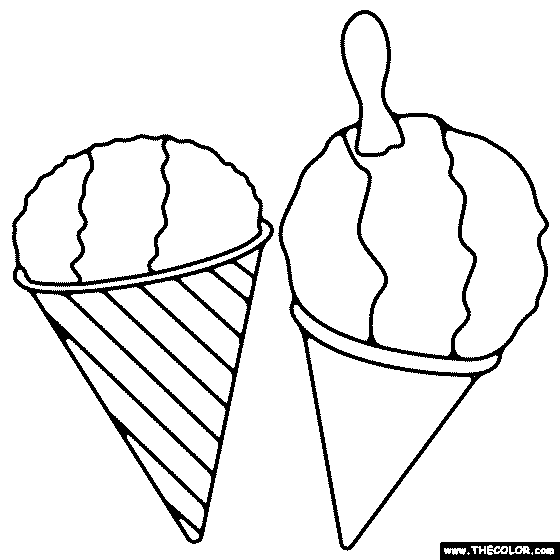 Snow cones coloring page