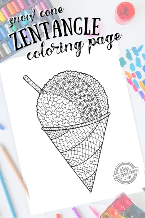 Sweet zentangle snow cone coloring page kids activities blog