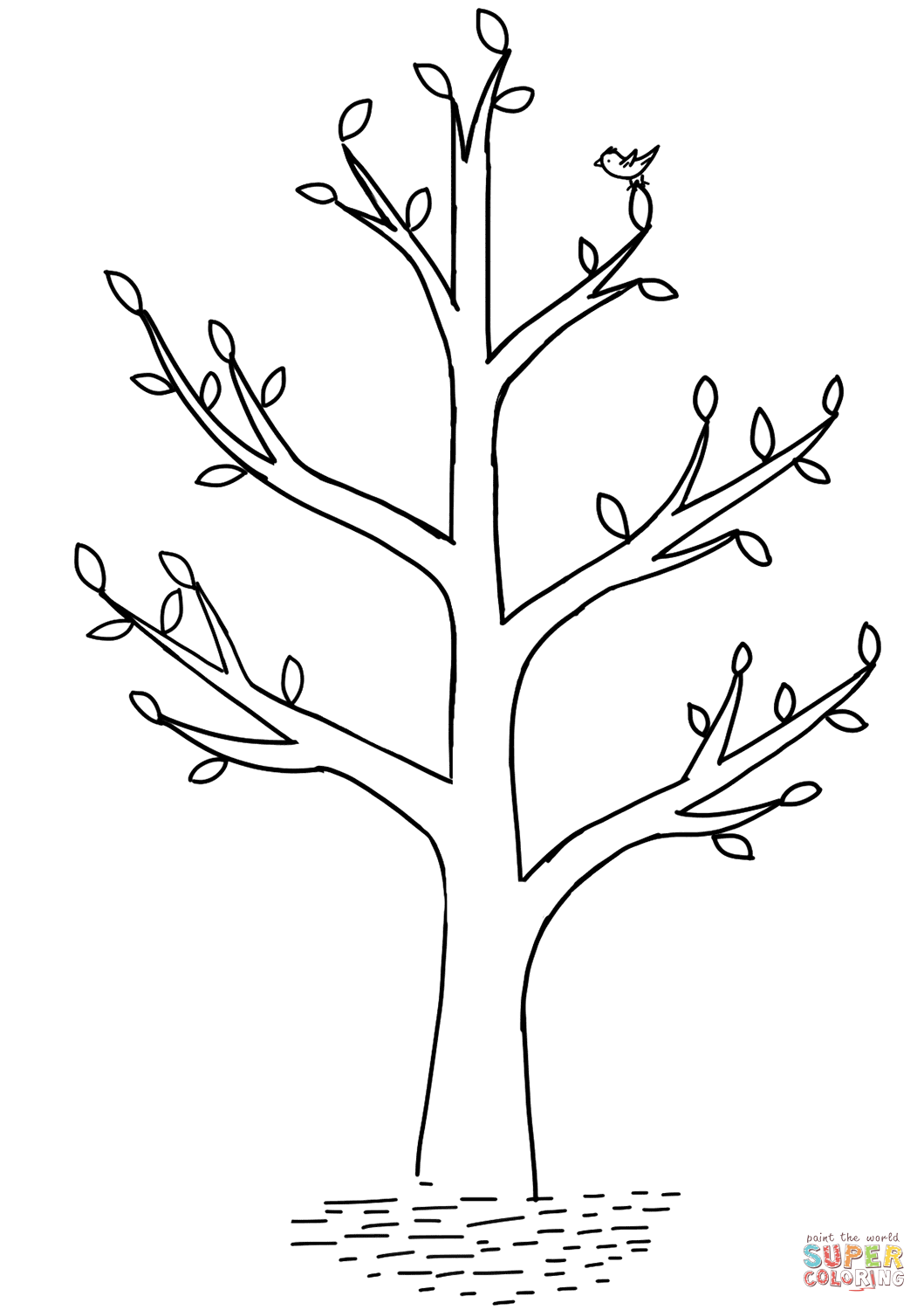 Spring tree coloring page free printable coloring pages
