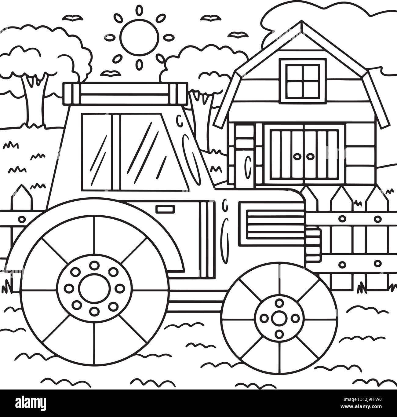 Tractor coloring page for kids stock vector image art